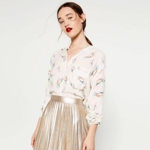 Zara Hummingbird Print Blouse